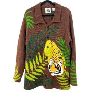 Storybook Knits Tiger Cardigan Sweater Brown 1X Pre-Loved